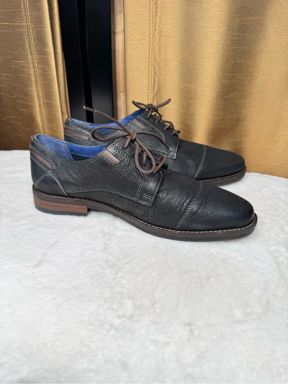 AM Shoe Company Black Leather Cap Toe Oxfords Men’s Size 7